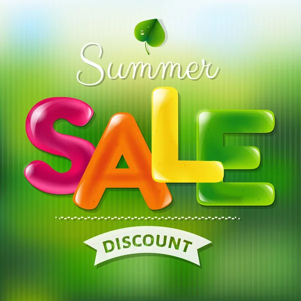 Cartel de venta de verano con texto en color — Vector de stock