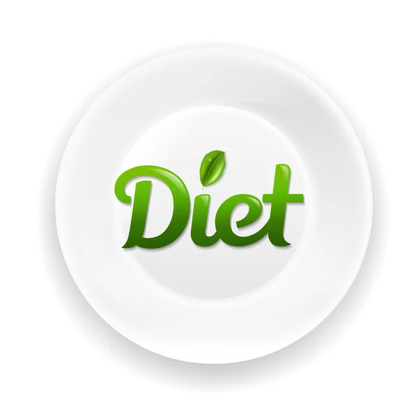 White Plate With Diet Text — Stock Vector