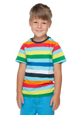 잘생긴 리틀 보가 스트라이프 셔츠