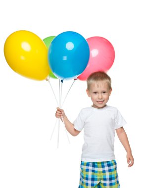 Balonlu küçük mutlu çocuk