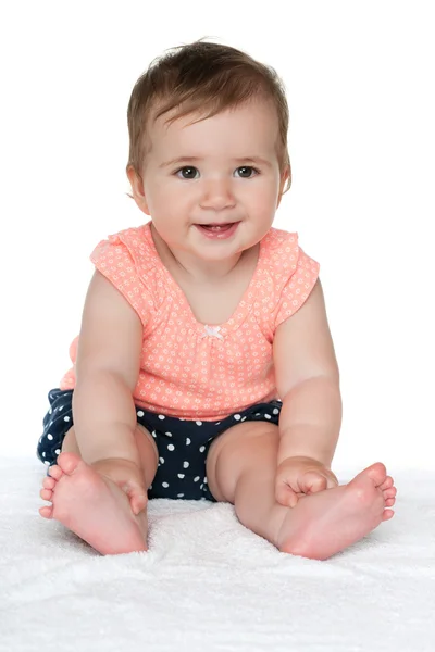 Niña feliz en el blanco — Foto de Stock