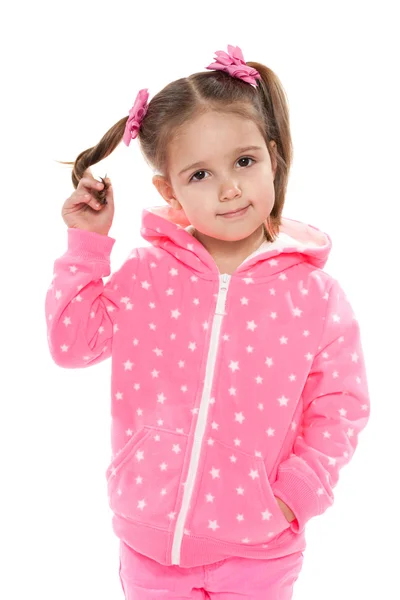 Preschool girl against the white — Stock Photo, Image