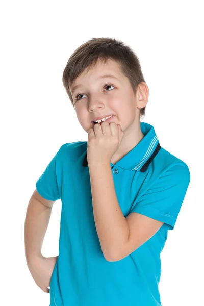 Curious little boy against the white — Stock Photo, Image