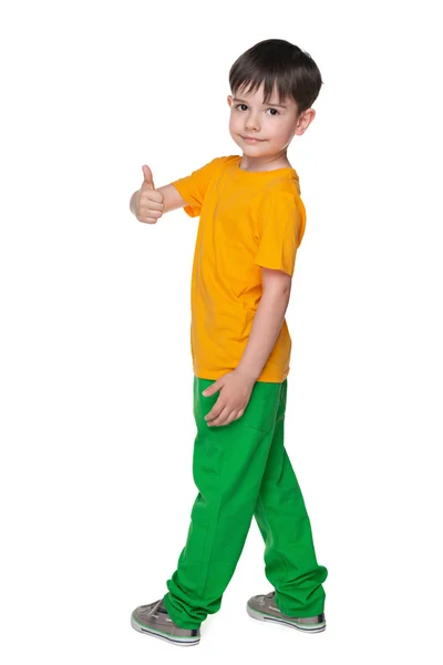 Handsome young boy with his thumb up — Stock Photo, Image