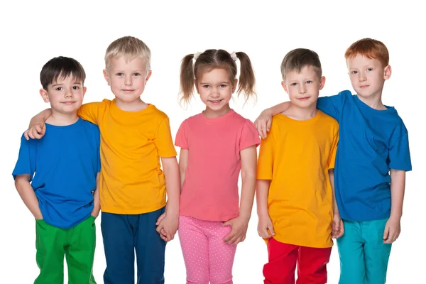 Gruppo di cinque bambini felici — Foto Stock