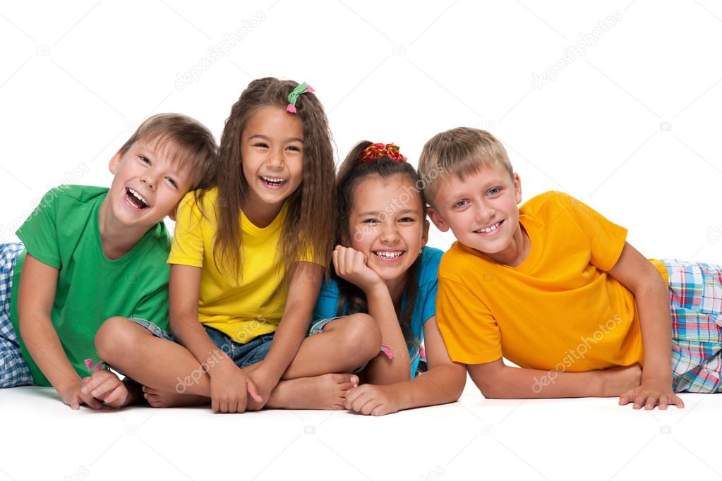 Four laughing children