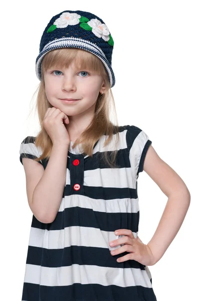 Thoughtful fashion small girl — Stock Photo, Image