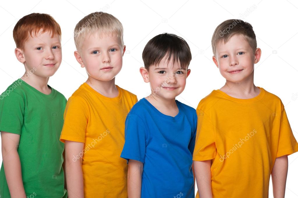 Four happy little boys