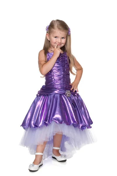 Little girl in a purple dres — Stock Photo, Image