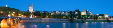 Panorama of Angers at night clipart