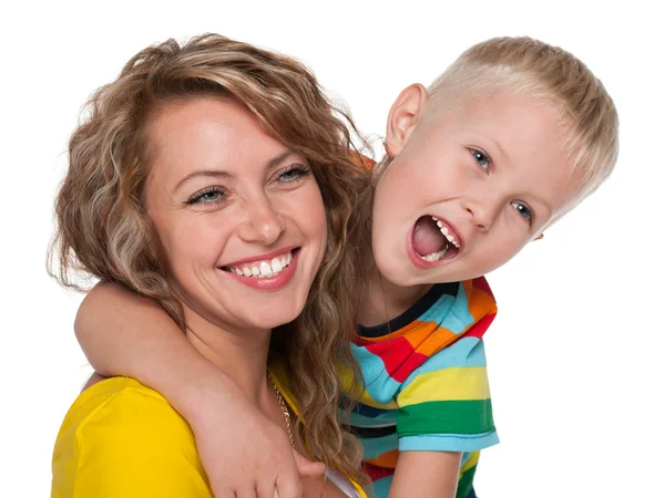 Ridendo bambino e sua madre — Foto Stock