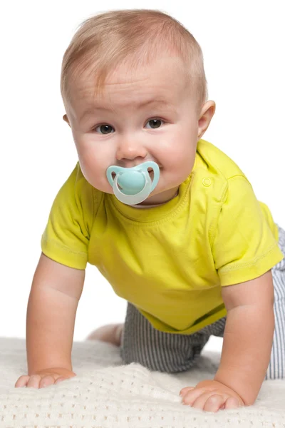 Baby boy with dummy — Stock Photo, Image