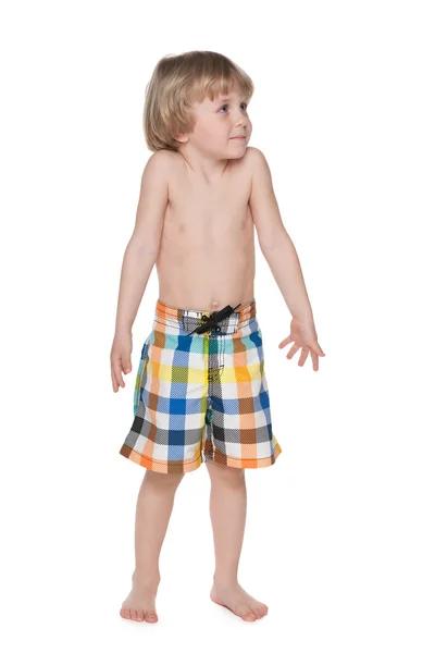 Preschool boy getting ready for swimming — Stock Photo, Image