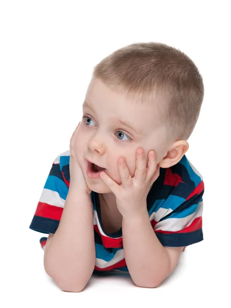 Niño sorprendido en el fondo blanco — Foto de Stock