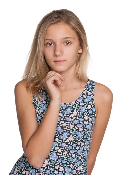 Fundersam preteen flicka — Stockfoto