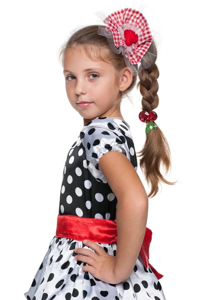 Profile portrait of a serious little girl — Stock Photo, Image
