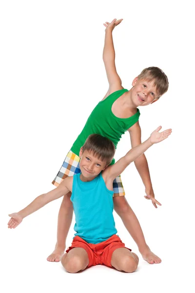Dva malí chlapci radost — Stock fotografie