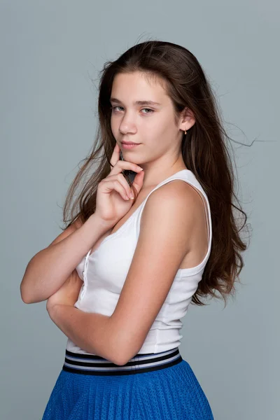 Profile of a pensive teen girl — Stock Photo, Image