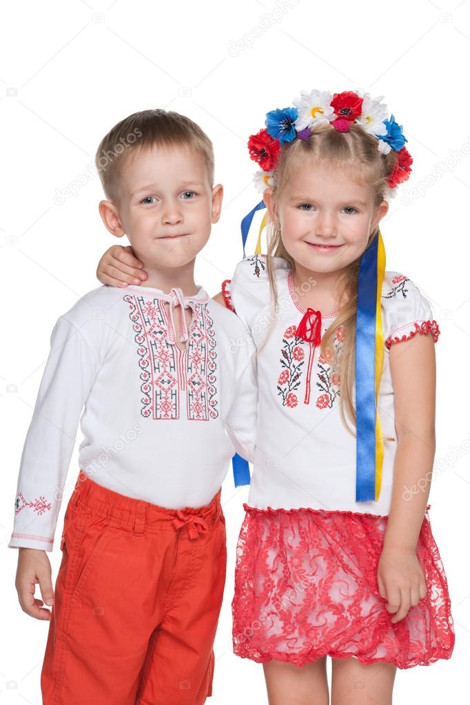 Ukrainian children in national dress