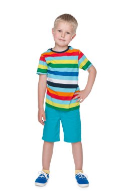 Çizgili bir gömlek yakışıklı genç çocuk