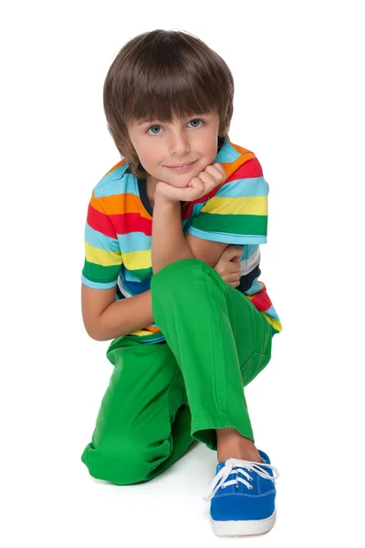 Menino com a camisa listrada — Fotografia de Stock