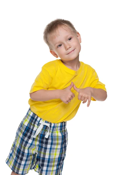 Little boy in a yellow shirt — Stock Photo, Image