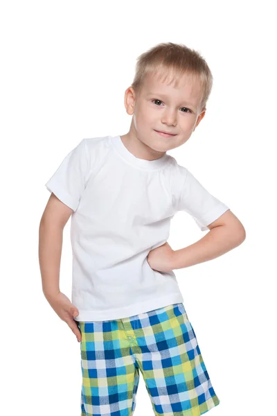 Little boy in a white shirt — Stock Photo, Image
