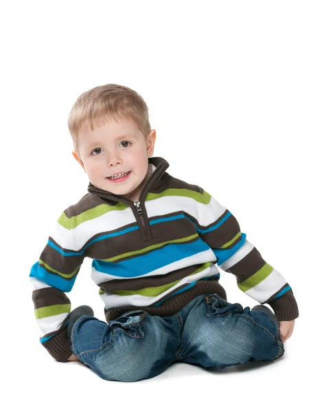 Aranyos kisfiú egy swetear — Stock Fotó