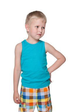 Meraklı sarışın küçük çocuk