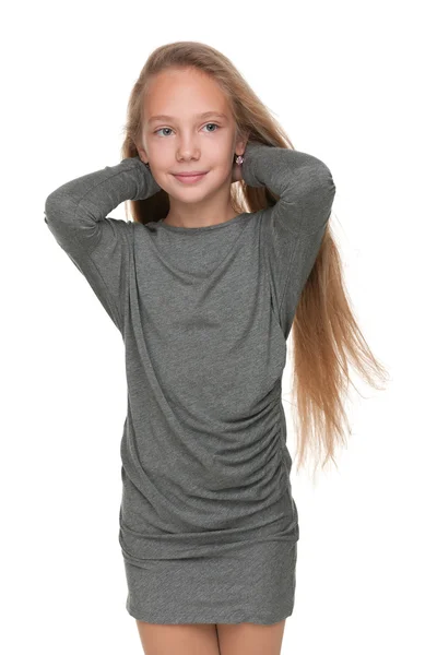 Adorable young girl stands — Stock Photo, Image