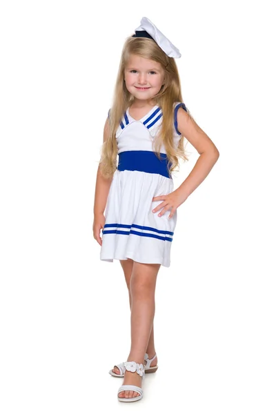 Smiling little girl in a fashion dress — Stock Photo, Image