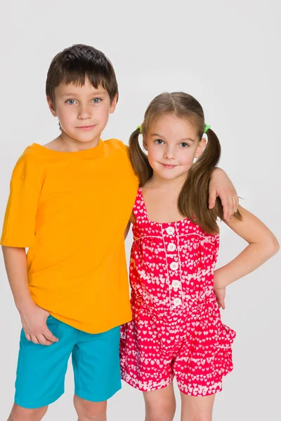 Two children stand — Stock Photo, Image