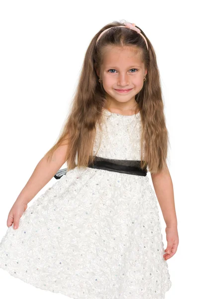 Little girl in the white dress — Stock Photo, Image