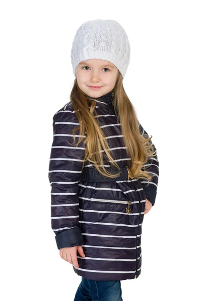 Мода маленькая девочка в зимней одежде — стоковое фото