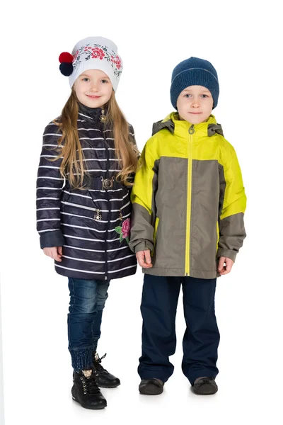 Modekinder in den Winterjacken — Stockfoto