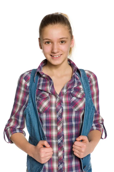 Blonde teen girl against the white — Stock Photo, Image