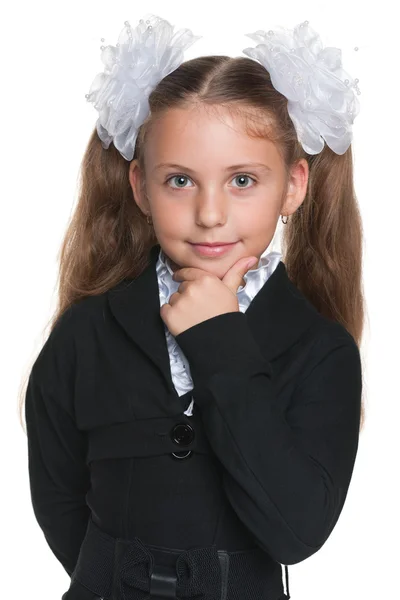 Portrait of a clever schoolgirl — Stock Photo, Image