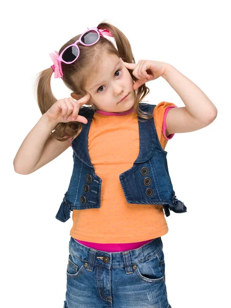 Clever little girl thinks — Stock Photo, Image