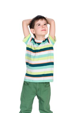 Sevimli küçük çocuk baktı