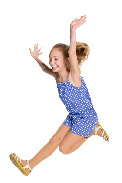 Happy girl jumps — Stock Photo, Image