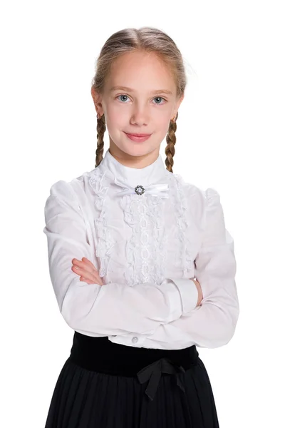 Pretty smiling schoolgirl — Stock Photo, Image