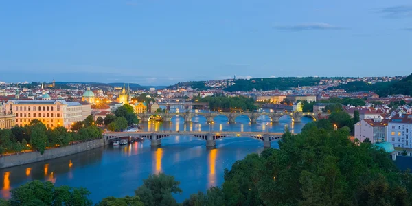 Panorama of Prague at night — Stock Photo, Image