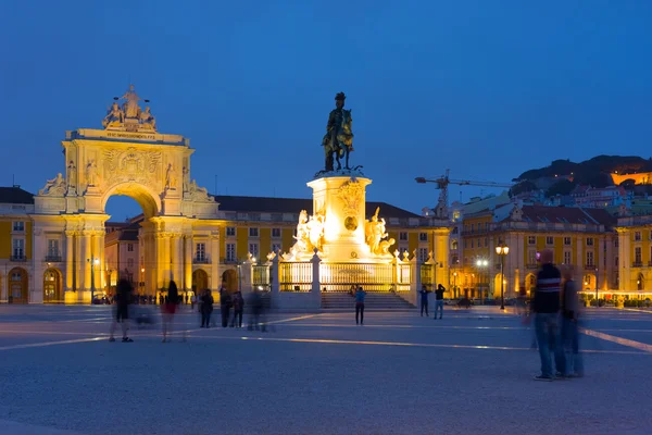 Lizbon gece Commerce Square — Stok fotoğraf