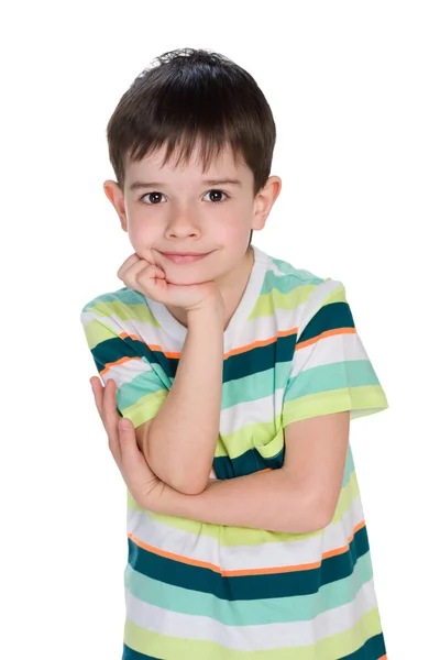 Little boy thinks — Stock Photo, Image