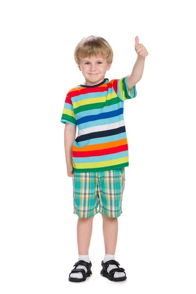 Kleiner Junge mit erhobenem Daumen — Stockfoto