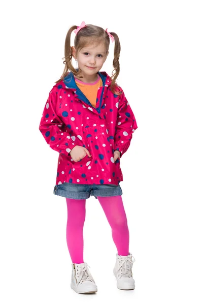 时尚的小女孩在一件夹克 — 图库照片