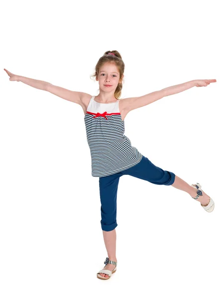 Pequeña bailarina hacer ejercicios — Foto de Stock