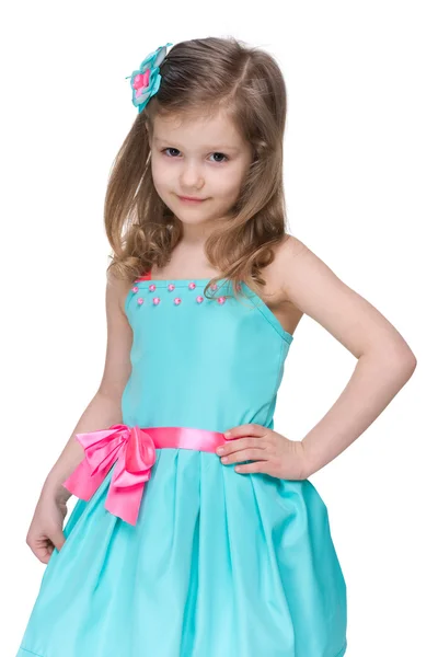 Lovely little girl against the white — Stock Photo, Image