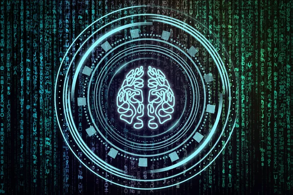 Concepto Inteligencia Artificial Cerebro Virtual Sobre Fondo Digital Abstracto —  Fotos de Stock