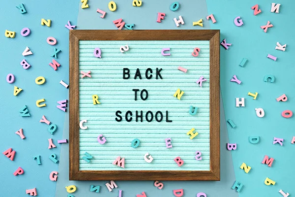 Phrase Back School Appears Letter Board Different Colored Letters — Stock Photo, Image
